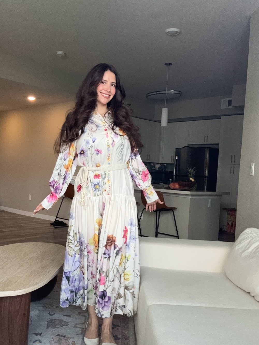 Chicwish White Maxi Dress with Multicolor Floral Print